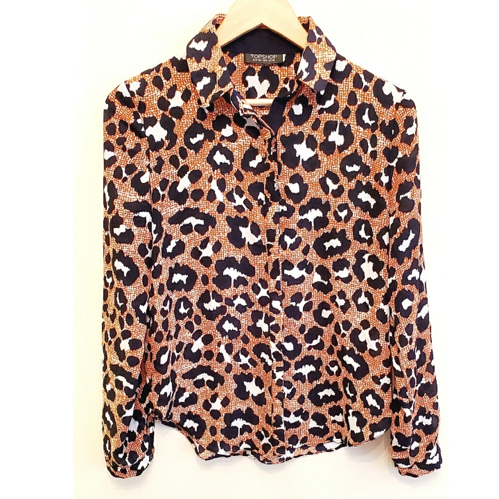 Topshop Big Animal Print Button Down Top 6